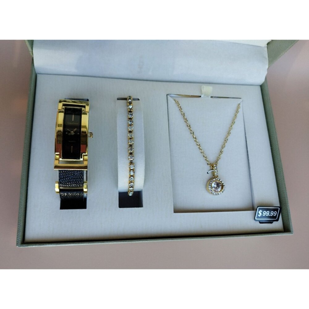 Cote D Azur Jewelry Set Watch Bracelet Necklace Gift Box Womens Career Accessory